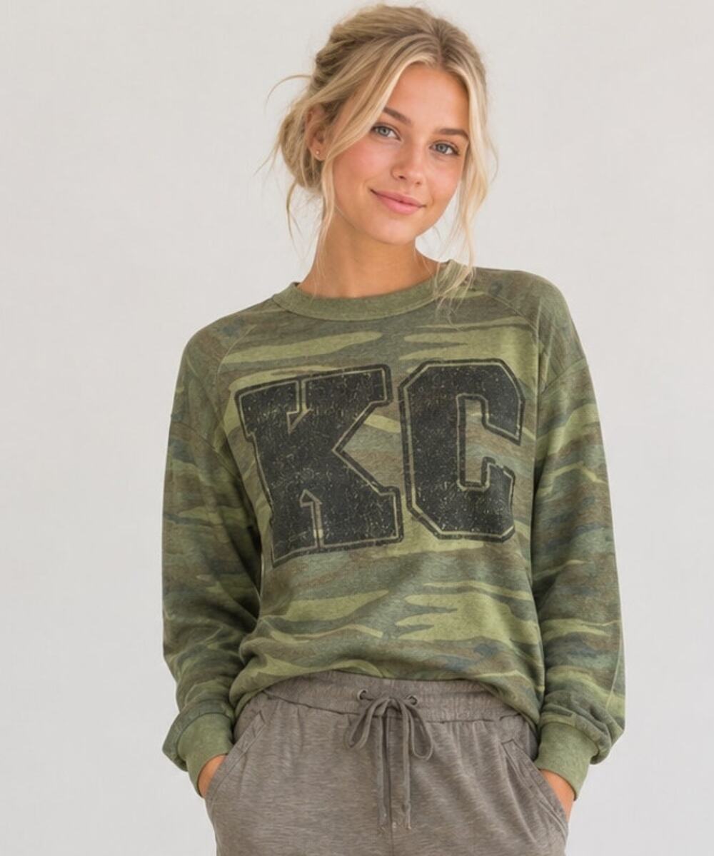 Camo Crew Neck Sweatshirt KC Sz Small